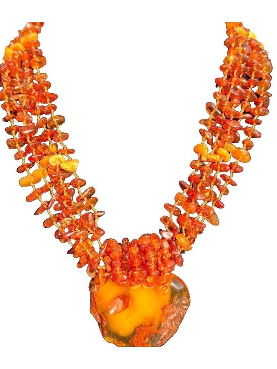 Unbranded Jewelry - Vintage Genuine Amber Necklace Honey Butterscotch Multi Strand Pendant 20” 79g